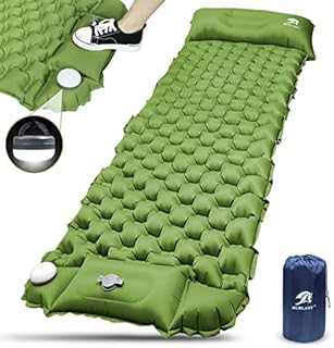 MLMLANT Sleeping Mat with Led Light, Self Inflating Camping Mat, Camp Beds for Adults and Kids, Waterproof Ultralight Sleeping Pad for Hiking, Camping, Backpacking, Inflated Size 195cm*64cm*6cm, Green