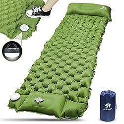 MLMLANT Materassino Campeggio con Luci A LED, Materasso Campeggio Gonfiabile Pieghevole, Impermeabile Materassino Autogonfiabile, Adatto per Campeggio, Zaino in Spalla, Tenda, Sacco a Pelo, Verde
