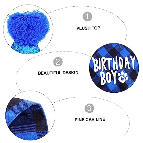 Set disfraz perro cumpleaños con gorro y bufanda azul miniatura 6