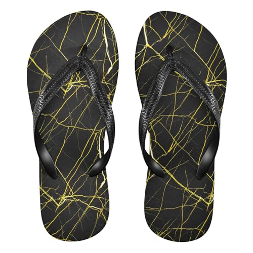 Marble Texture Black Flip Flops for Beach Thong Sandals Anti-slip Lightweight Beach Shoes for Indoor Outdoor House