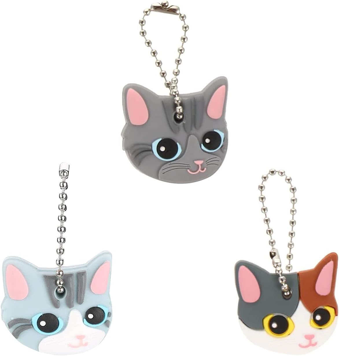 Cartoon Key Covers,3 Styles Cartoon Cute Animals Key Chains Key Cover Cap Silicone Keychains Cat Key Cover