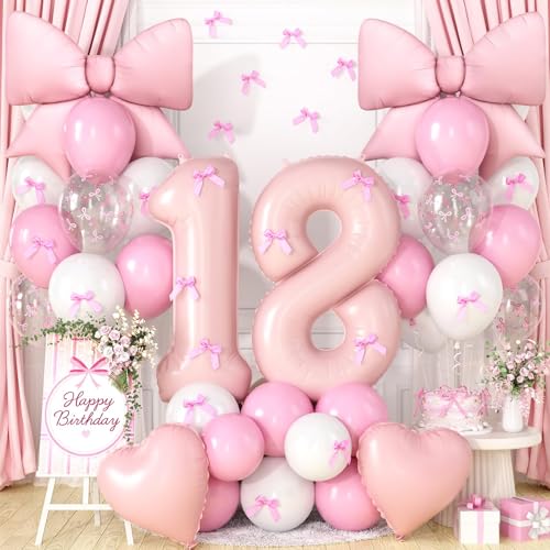 Image of 18th Birthday Decorations for Girl,Pink 18 Balloons for Party Decorations