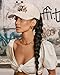 Flafens Women Pony Hats High Ponytail Baseball Caps - Cotton Vintage Washed Distressed Retro Sports Graphic Cute Fashion Summer Adjustable Criss Cross Trucker Hat for Ladies Girls, Cat Flower