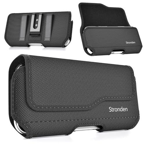 Stronden Magnetic Closure Holster for iPhone 17 Pro, 17e, 17, 16 Pro, 16, 16e, 15, 15 Pro, 14, 14 Pro, 13, 13 Pro, 12, 12 Pro - Military Grade Nylon Pouch with Metal Belt Clip & Loop (Fits Slim Case) by Stronden - Used condition - US$8.65