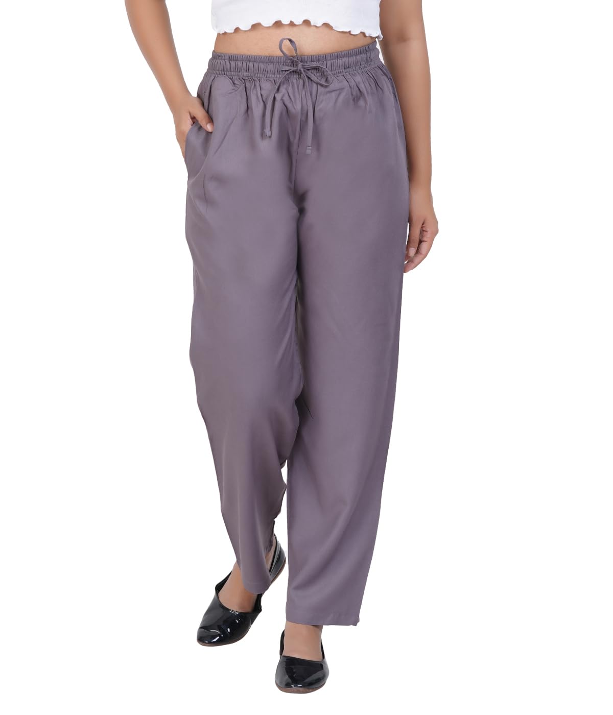 Happy Bunny Rayon Straight Pants for Women, Stylish Solid