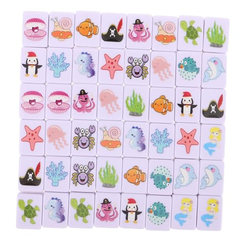 Jeu de mahjong à motifs animaux marins FRCOLOR portable avec tuiles de construction pour famille