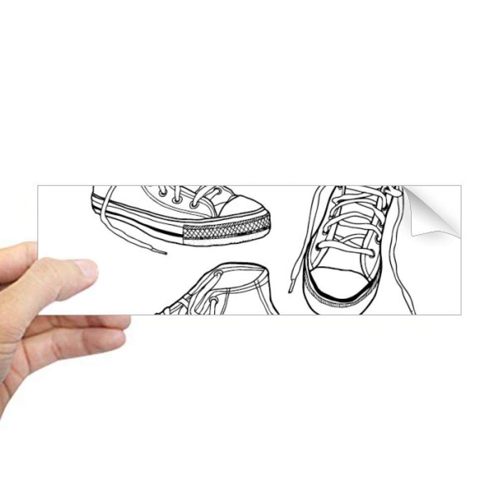 Sticker rectangulaire motif chaussures en toile blanche autocollant déco fait main