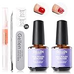 Gellen Gel Nail Polish Remover - 2Pcs Gel Polish Remover for Nails with Cuticle Pusher and Cuticle Oil, Quick & Easy Gel Nail Polish Removal in 2-5 Minutes, No Need Soaking or Wrapping 15ml 0.5fl.oz