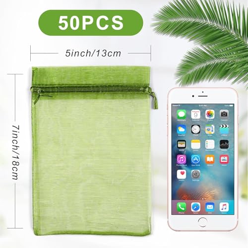 Image of ANZNKU Multicolor Organza Bags 50 Pack 5x7 in, Colorful Gift Bags Bulk for Treat Goodie Candy Soap Jewelry Pouch, Small Mesh Bag Drawstring for Wedding Birthday Party Favor Baby Shower Graduation