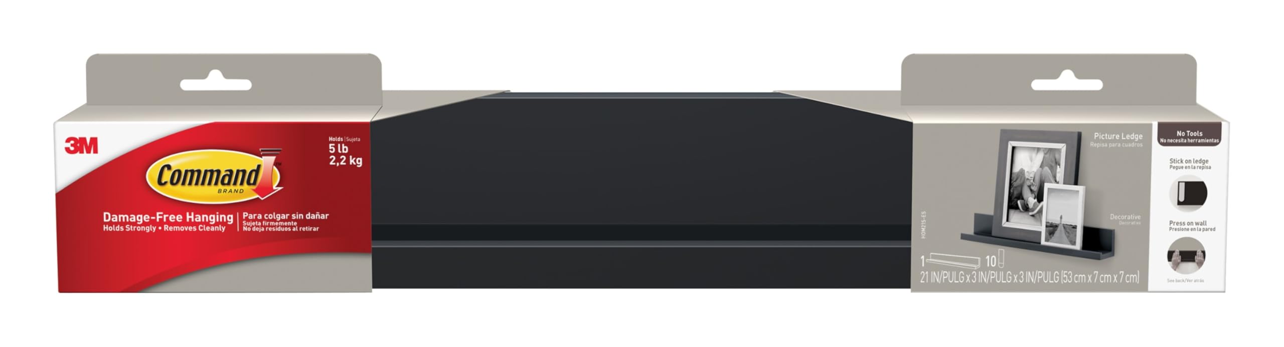 Command Picture Ledge, Slate, 1-Ledge, 10-Medium Strips, Decorate Damage-Free