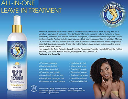 Nefertiti's Secrets All In One Leave-In Conditioner | Moringa Oil & Rosemary Hair Conditioner | Strengthen Hair & Stimulates Hair Growth | Hair Repair | 8 Oz / 236 Ml… #TOP2