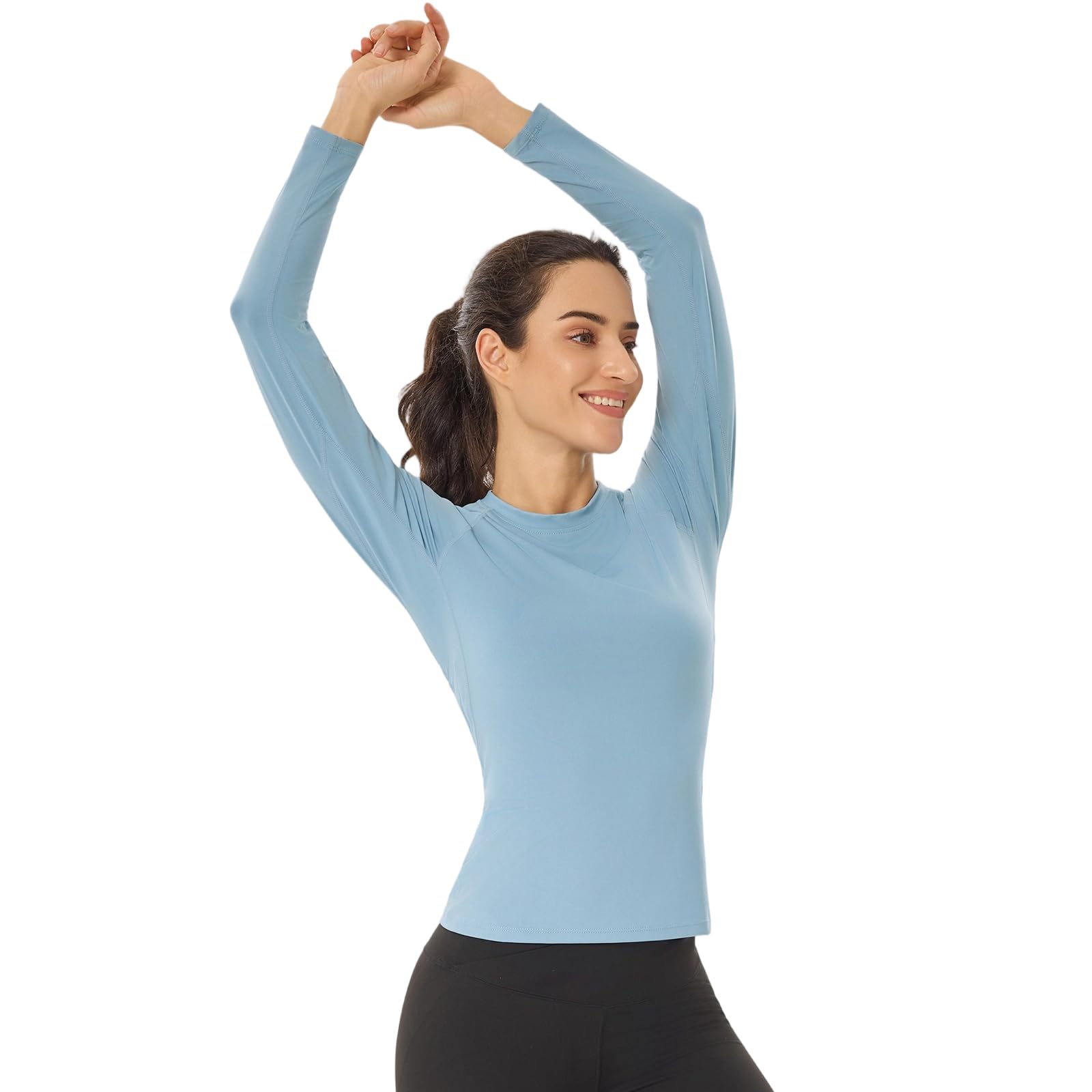 HYCOPROT 4 Pack Camisetas de Compresión para Mujer Manga Larga Ropa Deportiva Secado Rápido Transpirable Top Deportivo Base Shirts para Gimnasio Yoga Running Senderismo Trekking Ciclismo Fitness