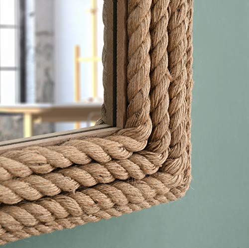 Kenroy Home 60206 Rudy Wall Mirror with Natural Rope Finish, Rustic Style, 41" Height, 28" Width, 2" Depth, Medium - Image 3