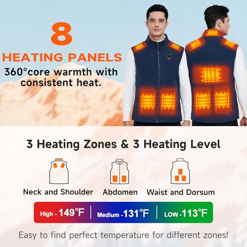 KOVNLO Heated Vest for Men with Battery Pack Included, Soft Fleece Smart Electric Lightweight Heated Jacket2