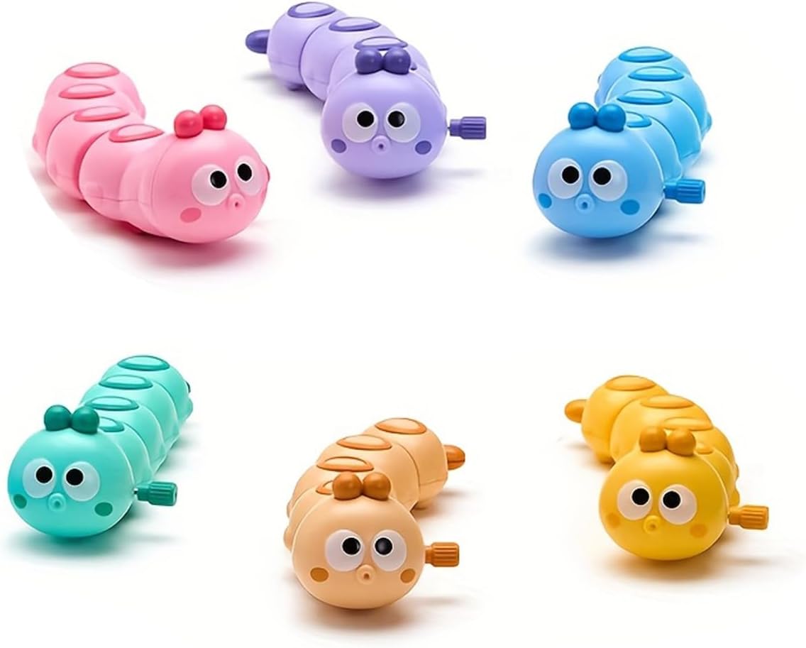 6Pcs Multicolor Wind-Up Caterpillar Toy - Mechanical Crawling Insect, Educational STEM Kids Toys for Toddlers, Safe Non-Toxic Baby Gift for Birthday Party (Multicolor 6Pcs)