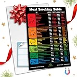 Best Improved Version Meat Temperature Chart Smoking Guide Magnet Beautiful Color Coded More Meat Types (46) & Wood Flavors Smoker Accessories Gifts for Men BBQ Pellet Grill Cooking Time Cookbook