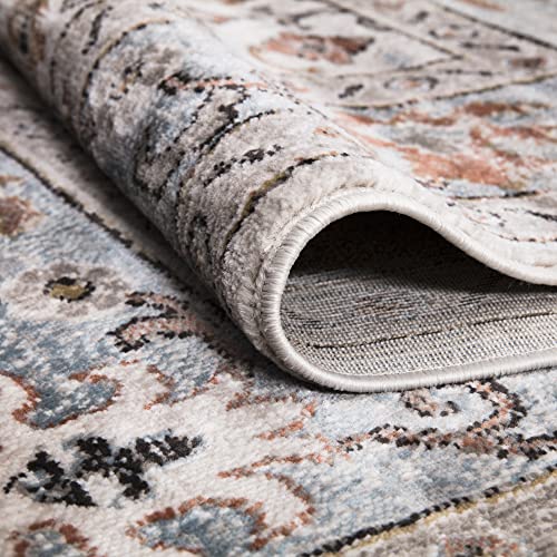 Bloom Rugs 6 X 10 Rug - Gray/Light Blue/Rust Traditional Bordered Area Rug For Living Room, Bedroom, Dining Room, And Kitchen - Exact Size: 6' X 9' #TOP2