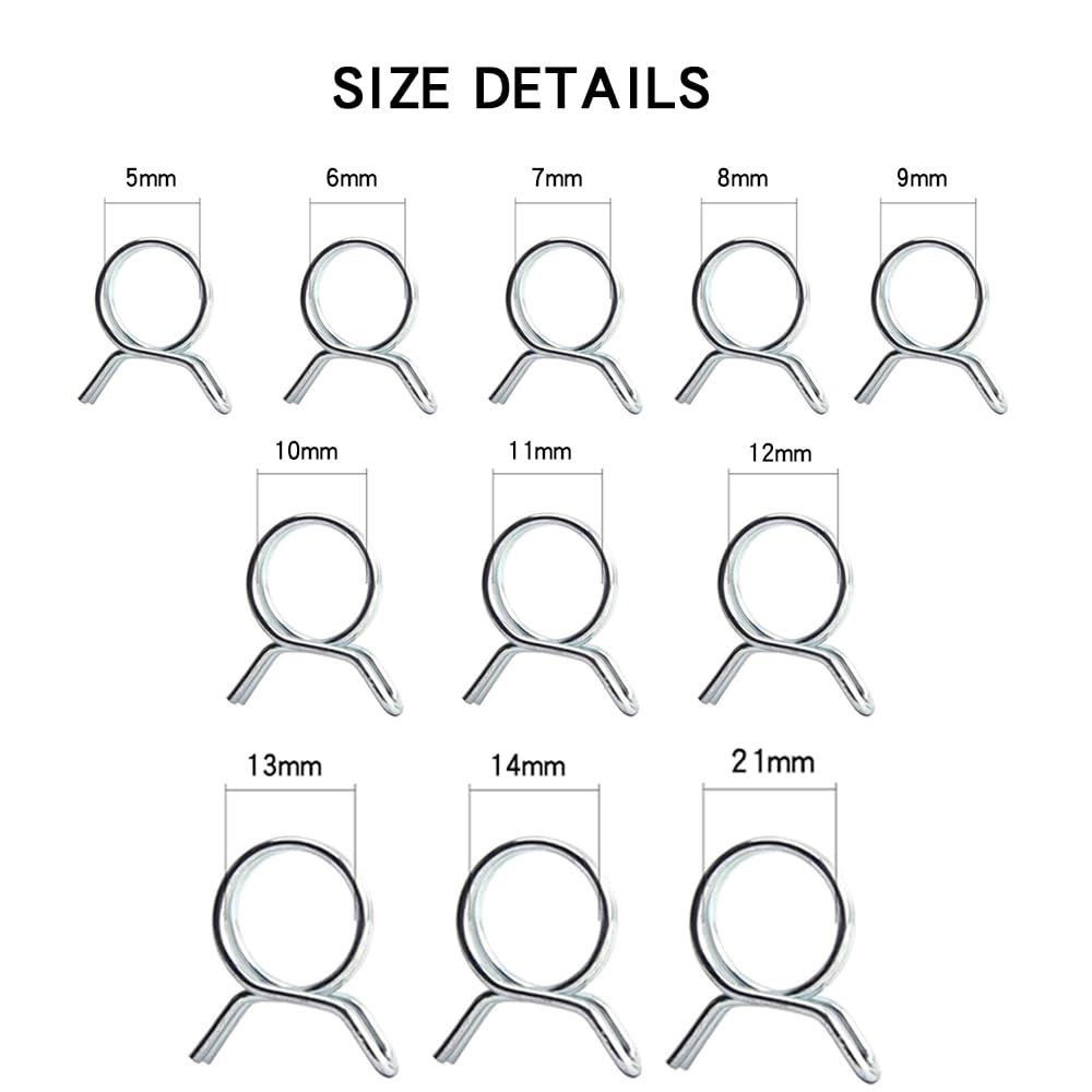 Leliafleury 30Pcs Double Wire Spring Clips 14mm Stainless Steel Hose Clamps Fuel Line Hose Clips Spring Clamp for Water Pipe Air Tube - Image 4