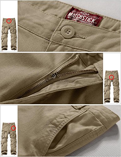 Image of Match Men's Wild Retro Multi-Pockets Utility Casual Cotton Cargo Trousers #3357