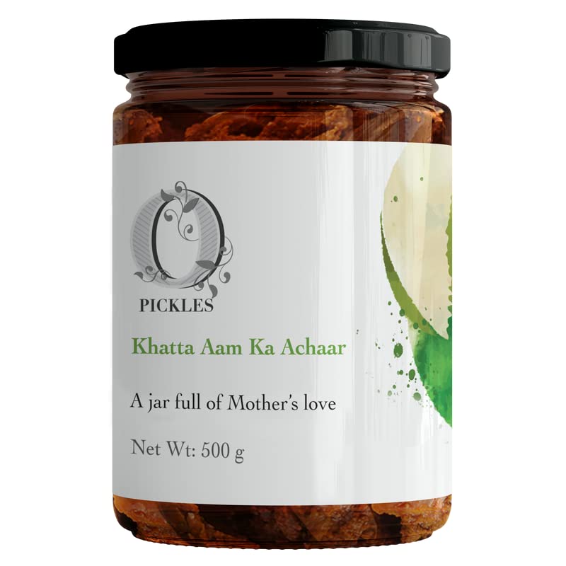 Opickles Mango Pickle Homemade & Handmade Khatta Aam ka Achaar Flavourful & Delicious Sour Traditional Taste No added Preservatives & Chemical Free 500 Gram pack