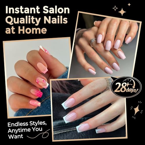 Image of Nail Tips Square: 504PCS Tri-Layer Core Short Square Gel Nail Tips, 12 Sizes Soft Clear Nails Full Cover Acrylic False Fake Nails for Women Flat & Natural Nail Extensions Home