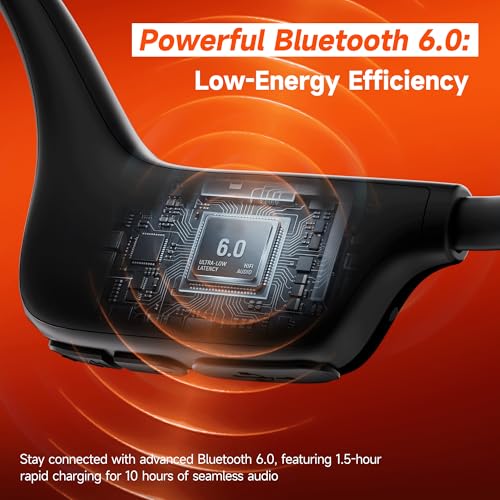 MJOFFIN Bone Conduction Headphones, Bluetooth 6.0 Open-Ear Sport Headset, 22g Ultra-Light with Mic, IP55 Waterproof, 10H Battery & Fast Charging for Running, Cycling, Gym Workouts (Green) - image 6