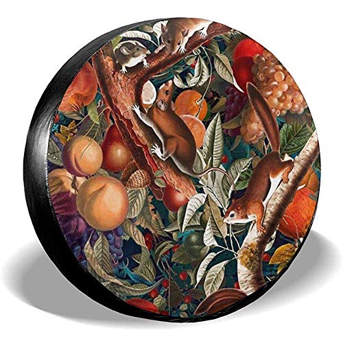 Zseeda Spare Tire Wheel Cover Squirrel Magical Garden Woodland Gothic Autumn Waterproof Dust-Proof Back Off Rv Wheel Covers