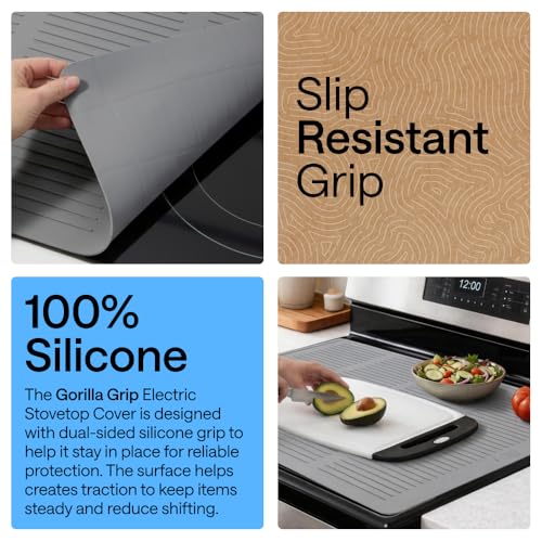 Image of GORILLA GRIP Silicone Stove Cover for Electric Stoves, 30x21 Gray