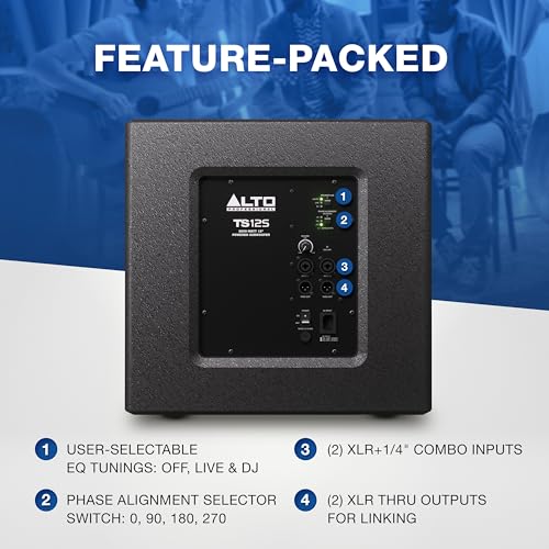 alto ts12s 2500w 1234 subwoofer powered pa speaker with 6 selectable dsp modes easy setup 130 db 334 voice coil superior bass
