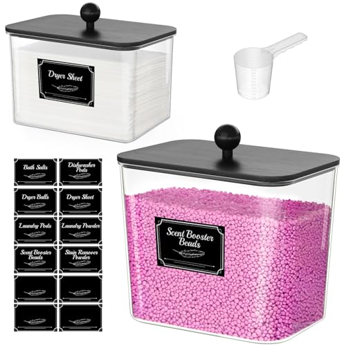 Image of Lifewit Laundry Pods Container with Lid, 0.53+0.7gal, Black, 2 Pcs