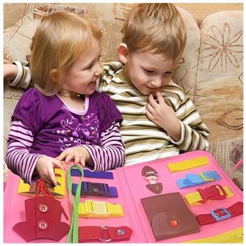 Image of Breatoi Toddlers Busy Board,Sensory Boards For Autism Toys,Interactive Educational Toys 2+ Years Old Girls Boys Learn To Dress,Fine Motor Skills Travel Toys For Airplane Or Car (Unicorn),Multicolor