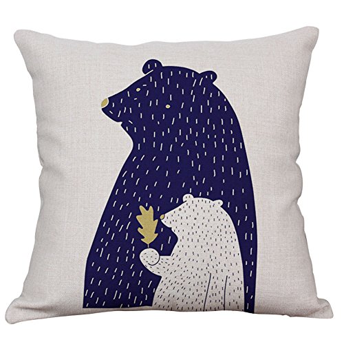 Kacopol Woodland Style Cute Cartoon Bear & Mountain Throw Pillow Cover Rustic Nursery Home Decor Pillow Case Cushion Cover For Kids Room 18 X 18 Inches (Mountain & Bear) #TOP2