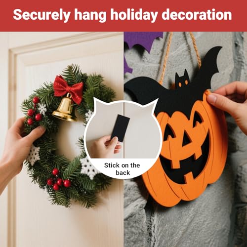 Image of 12 Sets 4x2 Inch Hook and Loop Patches, Heavy Duty Fasteners with Strong Sticky Back, Double Sided Adhesive Strips, Perfect for Home, Office or Classroom-Halloween Decorations,Black