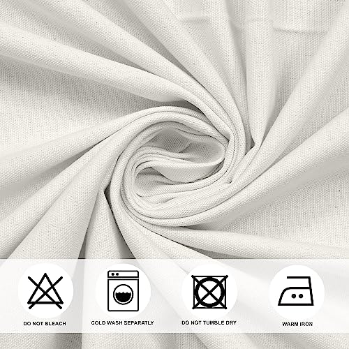 Image of THE LINEN COMPANY White Curtains 5 Feet for Window, Solid Cotton Duck Canvas Window Drapes for Bedroom & Kitchen, 5ft Set of 2