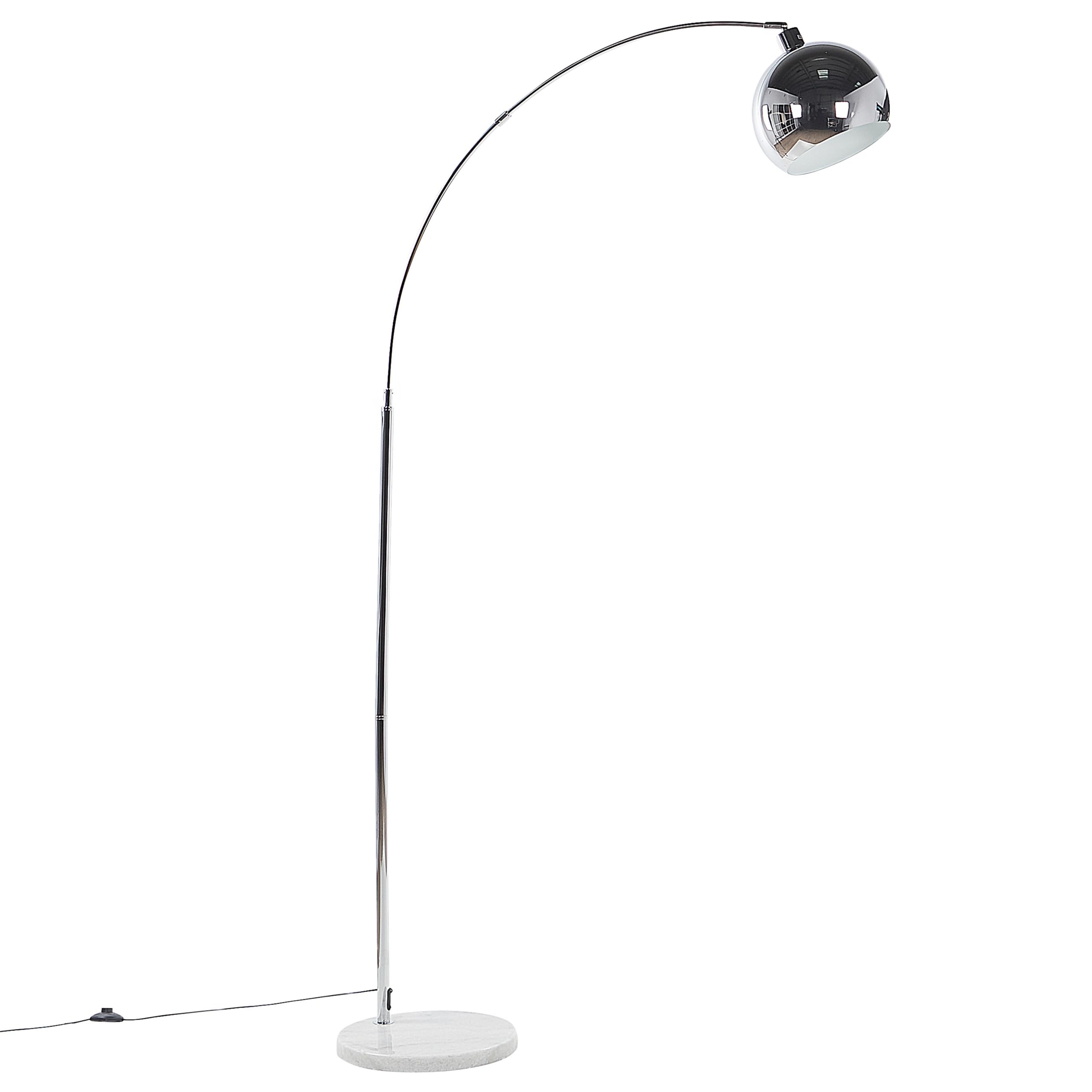Lampadaire Design Arc Abat-jour Suspendu Réglable en Méral Argenté Brillant Éclairage de Salon Chambre Glamour Chic Moderne