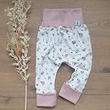 Baby Hose Mädchen - Cremeweiss Blüten (Rose) Baby Mädchen Hose, Mitwachshose