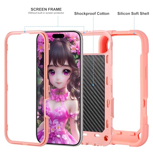 Image of MARKILL Compatible with iPhone with Built-in 360Rotating Ring Stand, Military Grade Drop Protection Full Body Rugged Heavy Duty Case Durable Cover (Pink, iPhone Air)