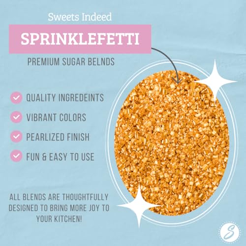Image of Sweets Indeed Gold Decorating Sugar - Gold Sanding Sugar Crystals for Baking & Decorating Cupcakes, Cookies, Cakes & Desserts - Wedding, Holiday & Party Topping - 5.11 ounces
