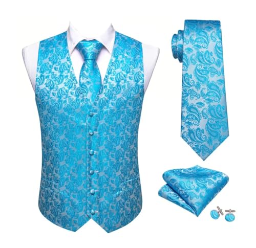 Men's Formal Vest Set with Tie Pocket Square Cufflinks for Suit Jacket Wedding Look
