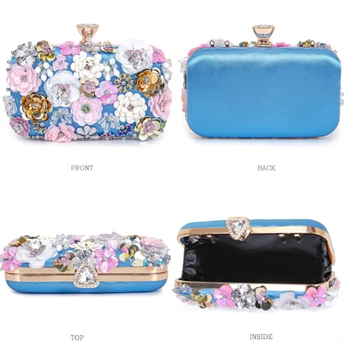 Image of BBTT.ful Women Clutches Flower Evening Handbag Chain Strap Shoulder Bag handbag Wedding bag purse