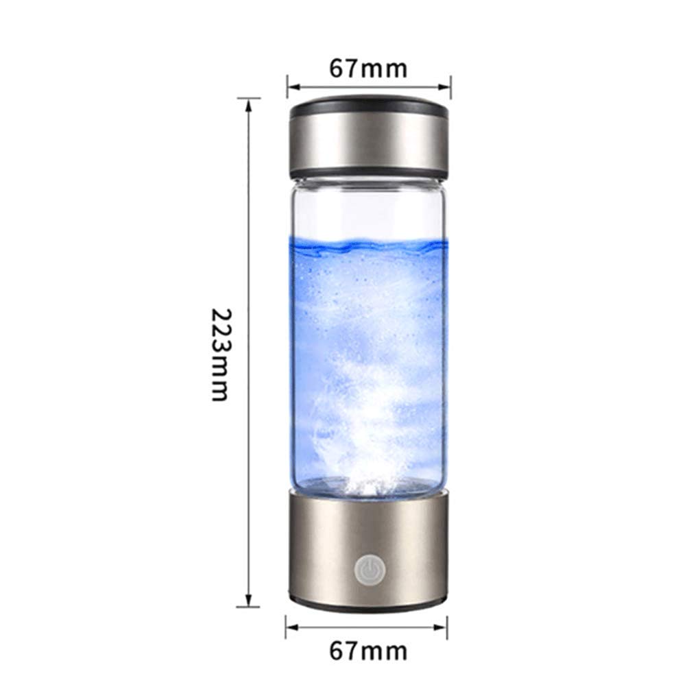 Rich Hydrogen Cup, Wiederaufladbare Wasserionisierer, Tragbare Glasflaschen mit Alkalischer Energie, 3 Minuten Mikroelektrolyse-Wasserstoffproduktion