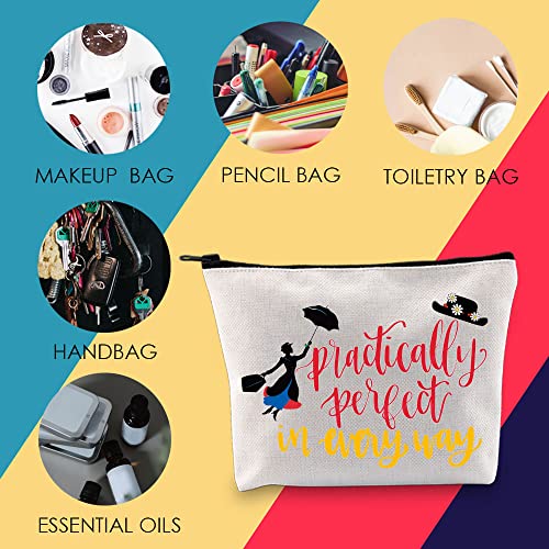 Mary Poppins Cosmetic Make Up Bag Mary Poppins Gift Practically Perfect In Every Way Makeup Zipper Pouch Bag For Women Girls (Practically Perfect) #TOP3
