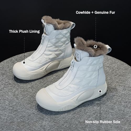 Calzado Bolovo para Mujer, Calzados Bolovo Soft, Botas Nordicas Bolovo, Orthopedic Ankle Booties with Front Zipper, Comfortable, Warm, Waterproof, Anti-Slip Winter Snow Booties2