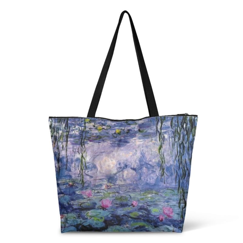Image of Art Lover Zippered Tote Bag Waterproof Large Work Tote Bags, Artwork Women's Purse Handbags Travel Totes