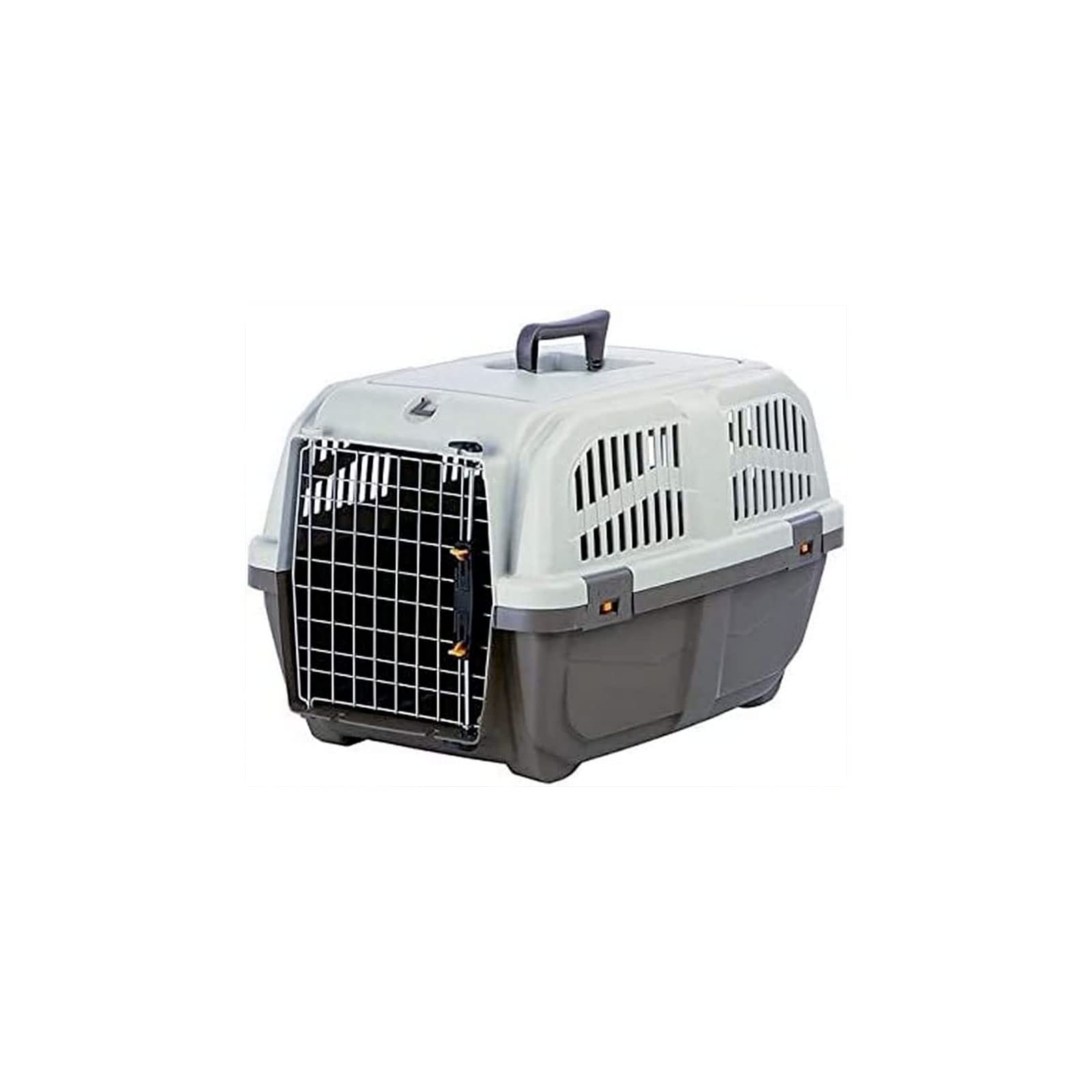 Mondo Viro - Transportín para perros y gatos de polipropileno con puerta de metal con cierre de seguridad de doble mando: cumple con las normas para el transporte aéreo en dos tamaños (mediano 60 x 40