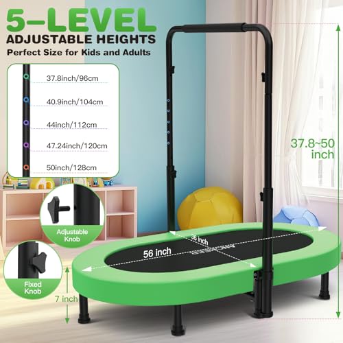 Image of ANCHEER 56 inch Double Mini Trampoline for Kids, Foldable, Indoor, Handlebar