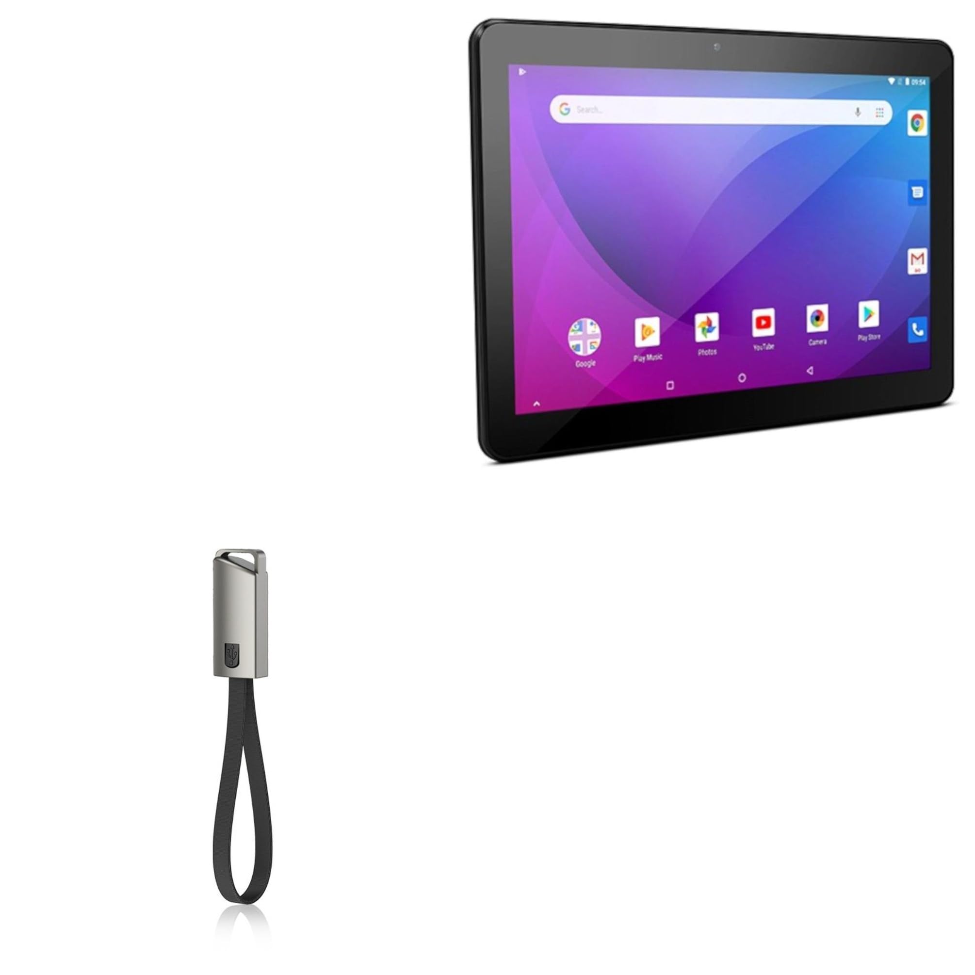 BoxWave Cable Compatible with Allview Viva 1003G Lite - USB Type-C Keychain Charger, Key Ring USB Type-C to Type-A 8 in USB Cable - Jet Black