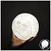 HaloVa Night Light PLDM 3D Printing Moon Lamp Lunar USB Charging Night Light, Tap Wake Up Three Colors, Diameter 5.9 inch