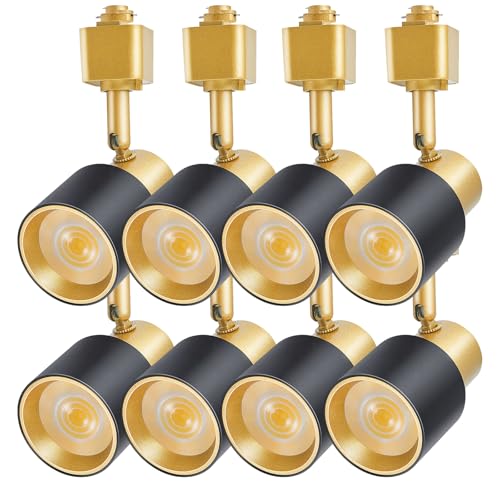 AIBISOD 10W H Track Lighting Heads 3000K Warm White Track Light Head Flxible Bright Black Gold Dimmable LED Track Lighting Fixtures for Accent Kitchen Office Flicker Free CRI90+ 24 900lm Pack of 8