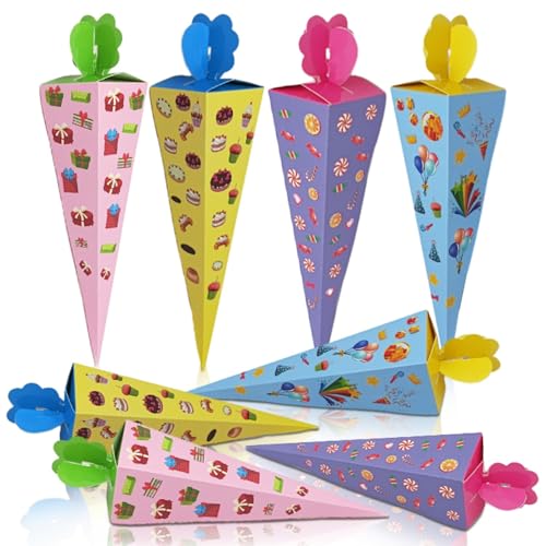 DIY Geschwistertüte Zuckertüte Geschenkverpackung, 8 Stück Faltbare Zuckertüte Geschenkverpackung Schultüte Mädchen Zuckertüte klein für Kinder Mädchen Party